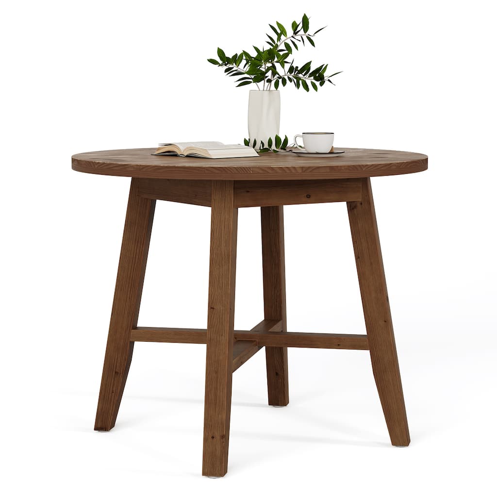 Solid Wood Round Dining Table, 31.5-Inch Farmhouse Kitchen Table
