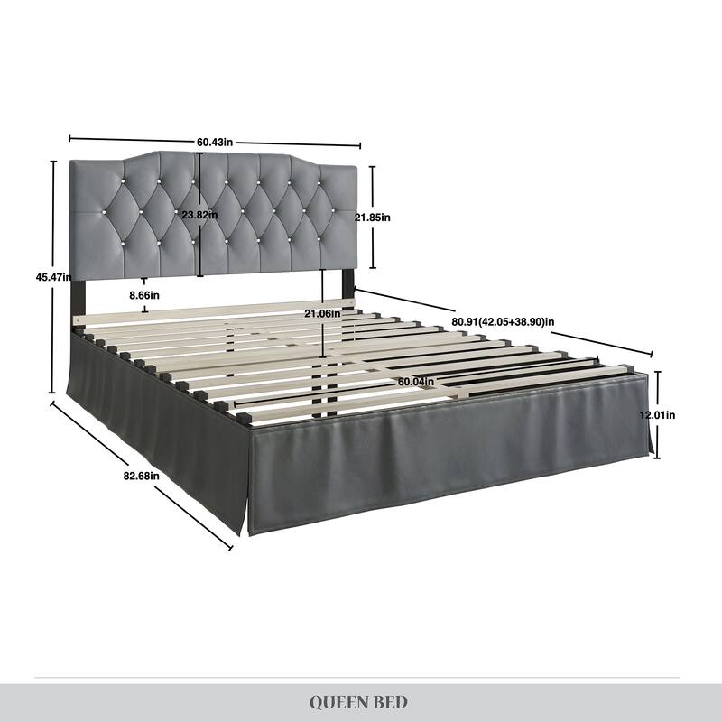 CraftPorch Modern Velvet Tufted Upholstered Platform Bed