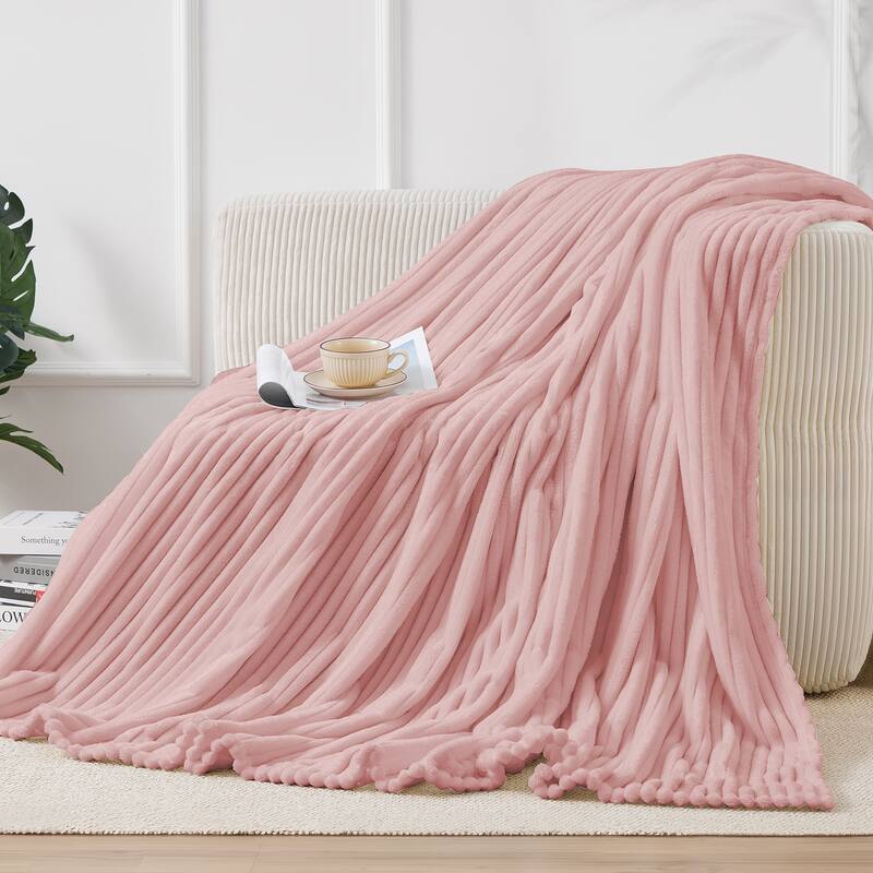 Textured Stripe Cozy Throw Blanket, Ultra-Soft, All-Season Comfort for Every Adventure