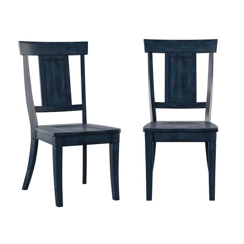 Ronda Panel Back Wood Dining Chairs (Set of 2) - Antique Dark Denim Blue