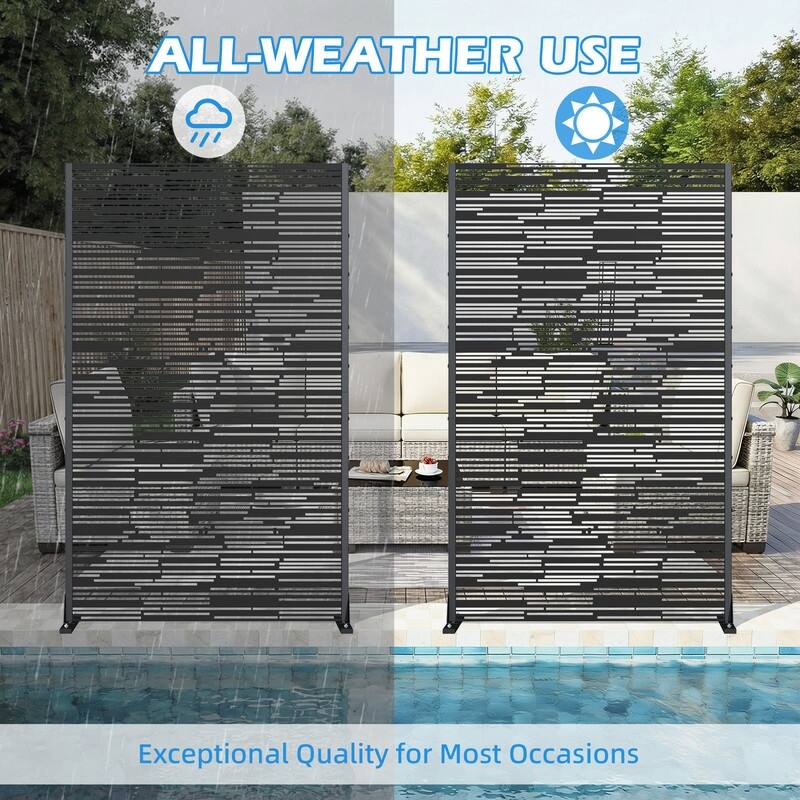 EROMMY Privacy Screen Metal Outdoor Indoor Divider, Weather & Rust Proof Garden Patio Pool Fence, Easy Assemble Modern Design