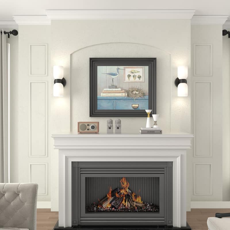 Shuman 2-light Mid-century Modern White Gold Wall Sconce with UL