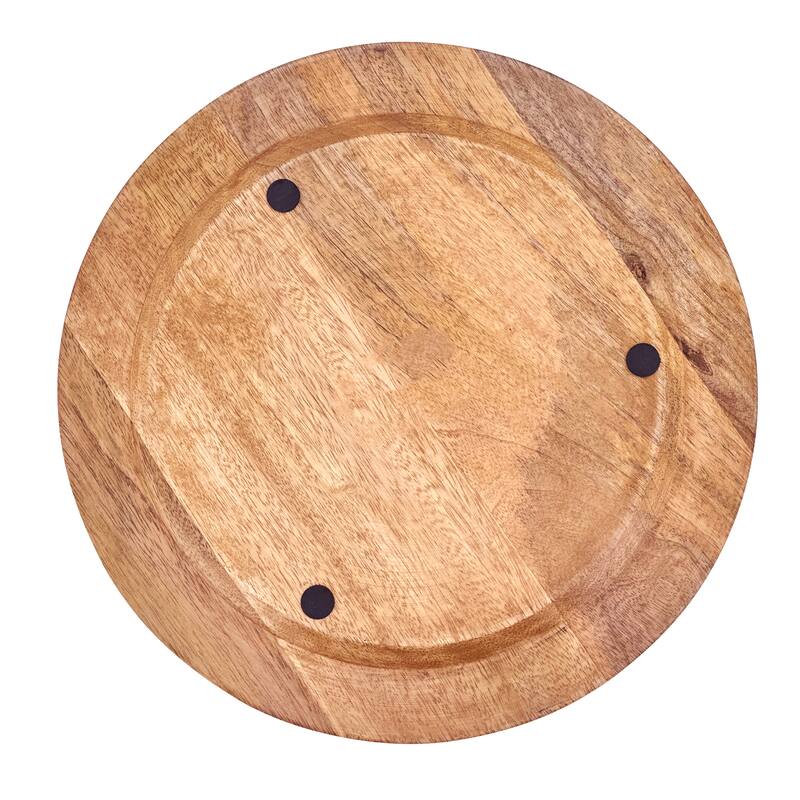 Textured Mango Wood Decorative Charger Plates (Set of 4) - Rustic Round Table Chargers for Dining & Entertaining, 13"