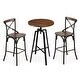 preview thumbnail 43 of 60, Glitzhome Industrial Modern Adjustable Bar Table Rustic Steel 3-Piece Pub Sets