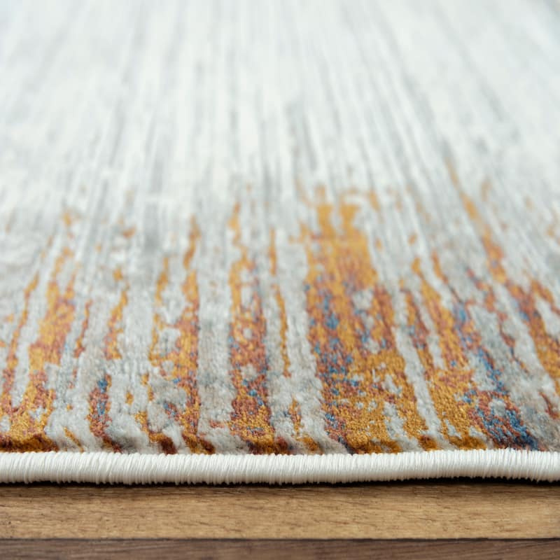 Alora Decor Opal Ivory and White Multi-colored Abstract Rug