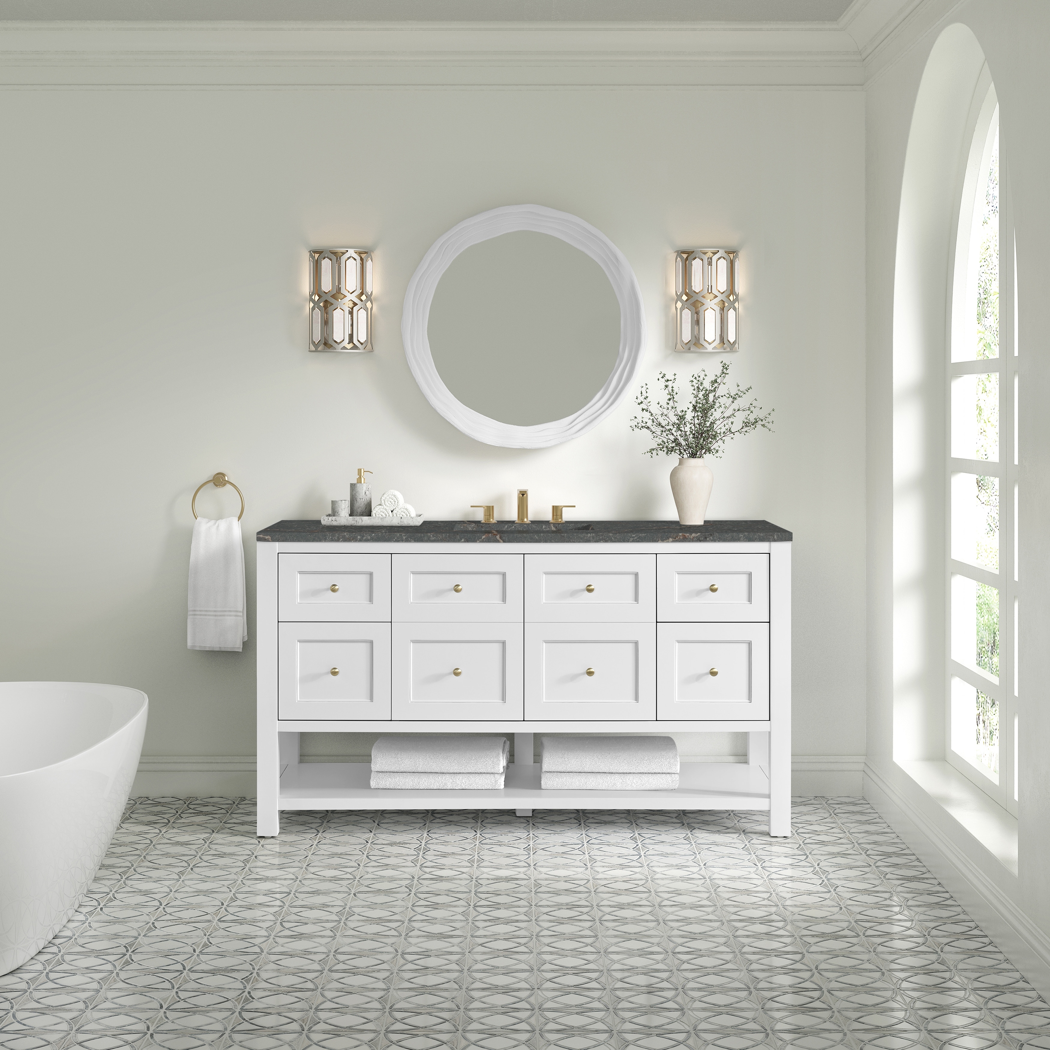 James Martin Vanities Breckenridge 60" Single Vanity, Bright White - 60S