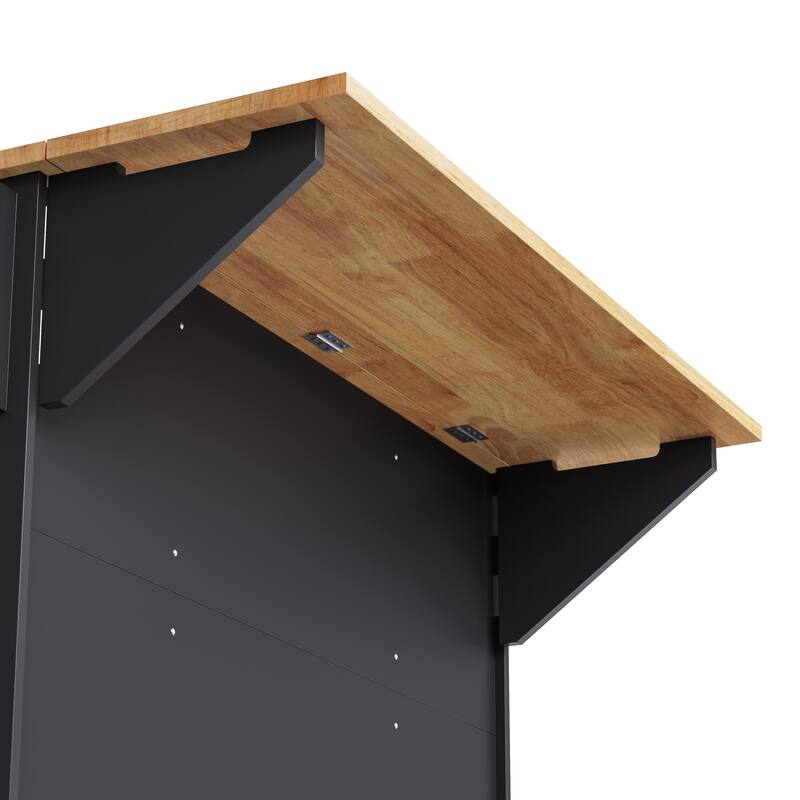 Roomfitters 54" Rolling Kitchen Island with Drop Leaf, Mobile Cart with 3 Drawers, Embossed Panels & Soft Close Doors, Black