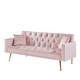 preview thumbnail 4 of 13, Versatile Convertible Folding Futon Sofa Bed, Features Adjustable Backrest and Stylish Gold Legs.