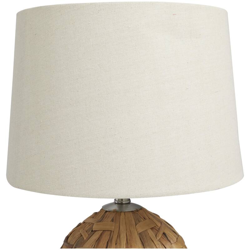 Seagrass Handmade Woven Room Table Lamp with Silver Base - Brown - Roche River Decor