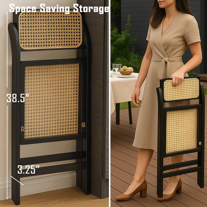 Sand Tristan Bamboo Folding Chairs Set of 2 Portable Indoor Outdoor