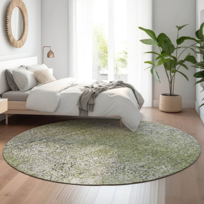 Premium Washable Super Soft Chic Ombre Mayfield Rug - Fern - 8' x 8' - Round