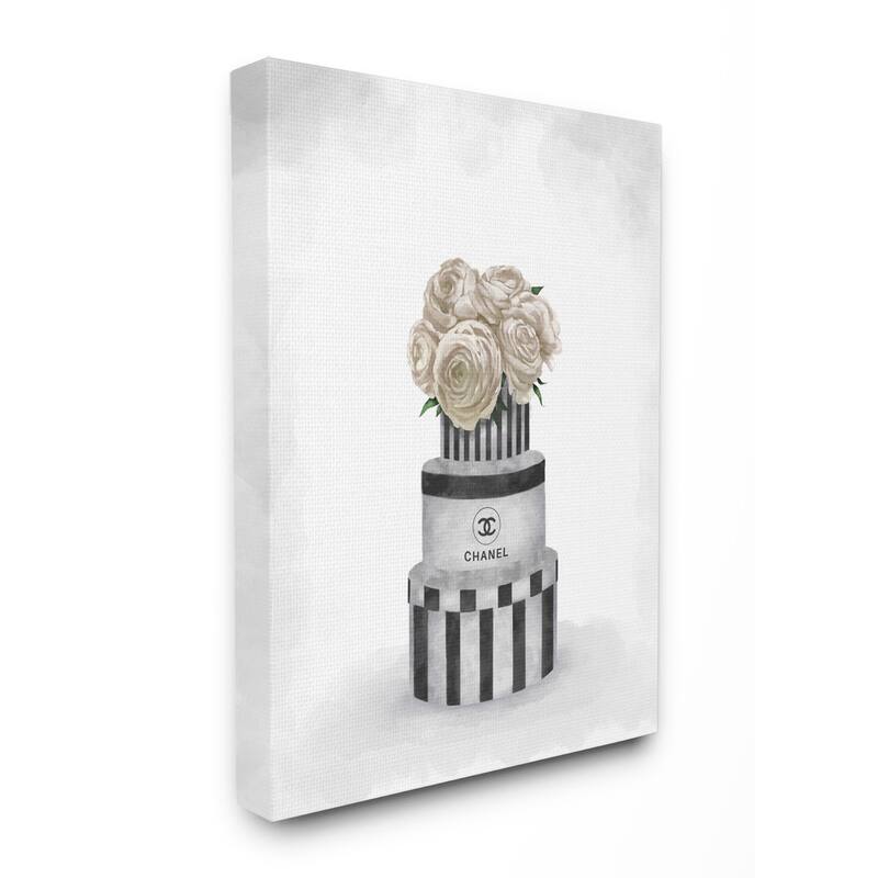 Stupell Fashion Flower Box Stack Neutral Grey Painting Canvas Wall Art, Proudly Made in USA