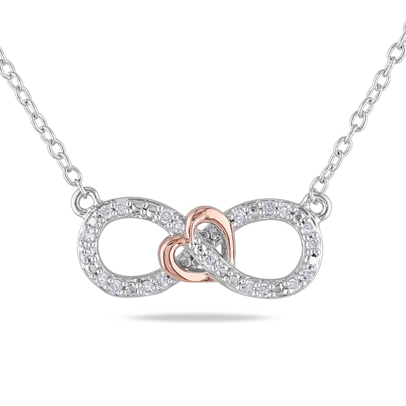 Miadora Sterling Silver 1/10 ct. TDW Diamond Heart Infinity Necklace