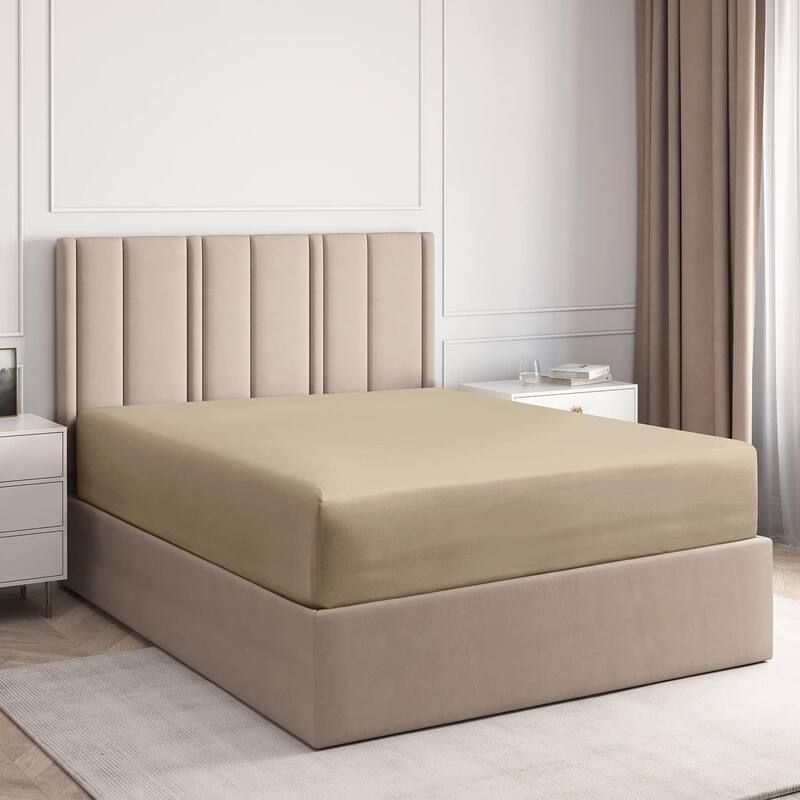CGK Linens 100% Cotton Deep Pocket 14" - 16" Ultra Soft Fitted Sheet - King - Cream