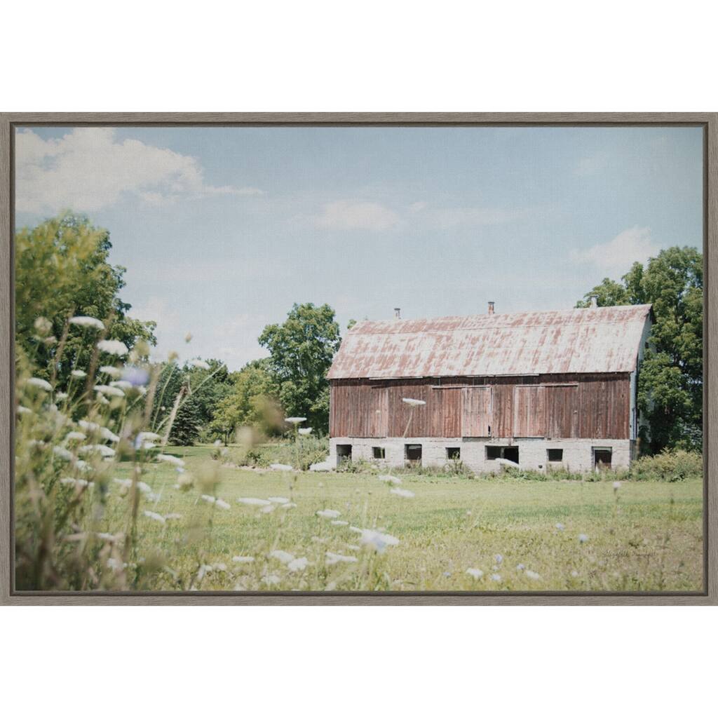 Sun Drenched IV (Barn) by Elizabeth Urquhart Framed Canvas Art
