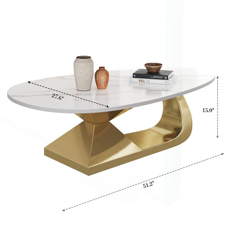 Durable Sintered Stone Coffee Table with Stylish Stainless Steel Base