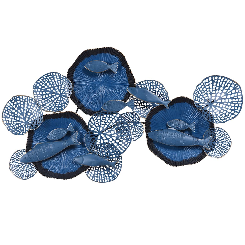 Nobu - Metal Wall Hanging in Navy and Gold Finish