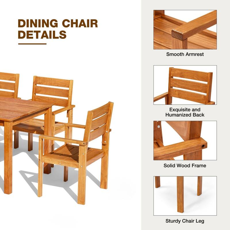 EROMMY Wood Patio Conversation Set with Coffee Table and Soft Cushions, Outdoor Sofa Set for Garden, Backyard