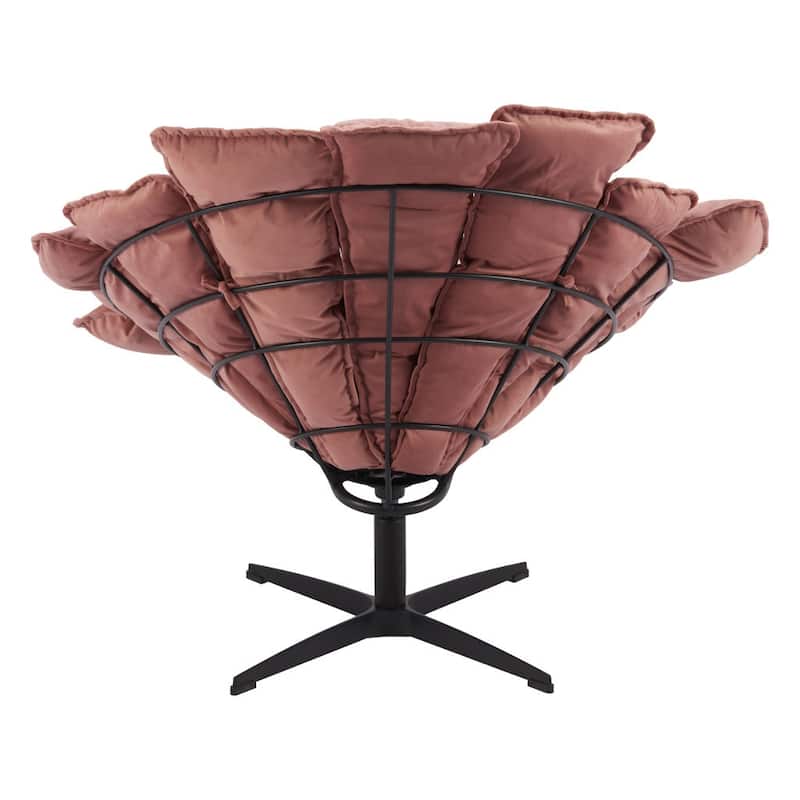 HomeRoots 42" Pink And Black Velvet And Upholstered Swivel Side Chair - 42' X '35' X '37
