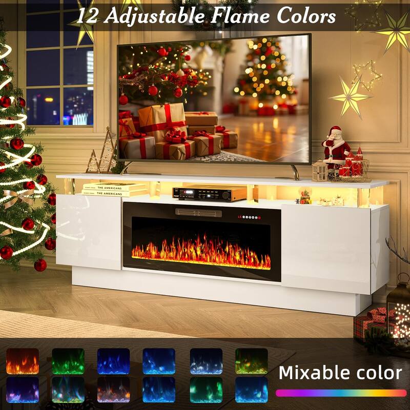 BOSSIN 70 Fireplace TV Stand with 36 Electric Fireplace