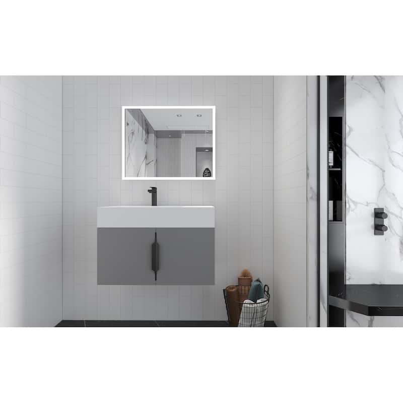Amazon 30" Wall Mounted Bathroom Left Basin Vanity Set w/ White Top