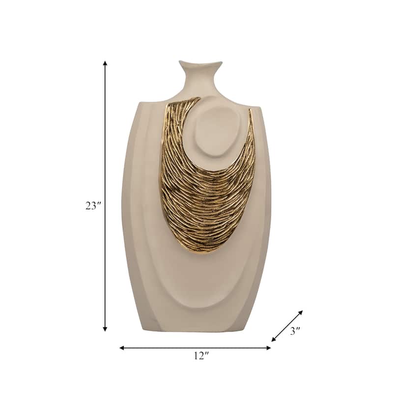 Sagebrook Home Metal Gold/Nude Rectangle Embossed Swirl Vase