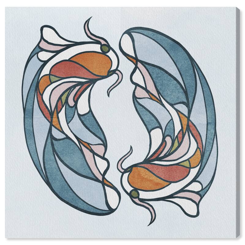 Wynwood Studio Canvas Animals Koy Circles Blue and Amber Nautical & Coastal Wall Art Canvas Print