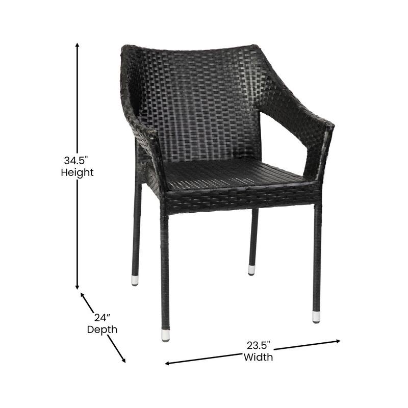 All Weather Commercial Grade PE Rattan Stacking Patio Chairs - 4 Pack