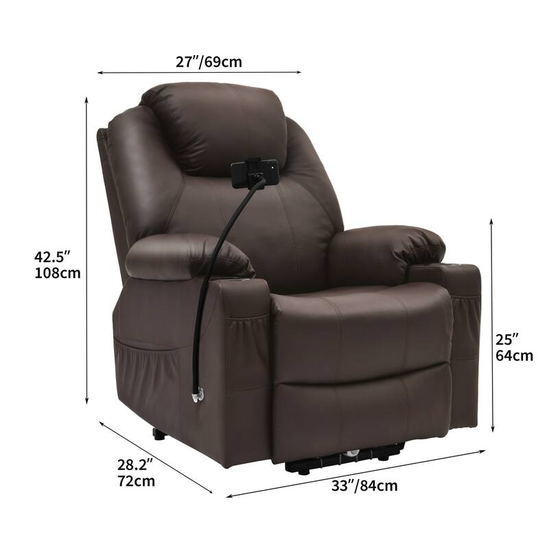 Moasis Reclining Chair PU Massage with LED and Mobile Phone Holder