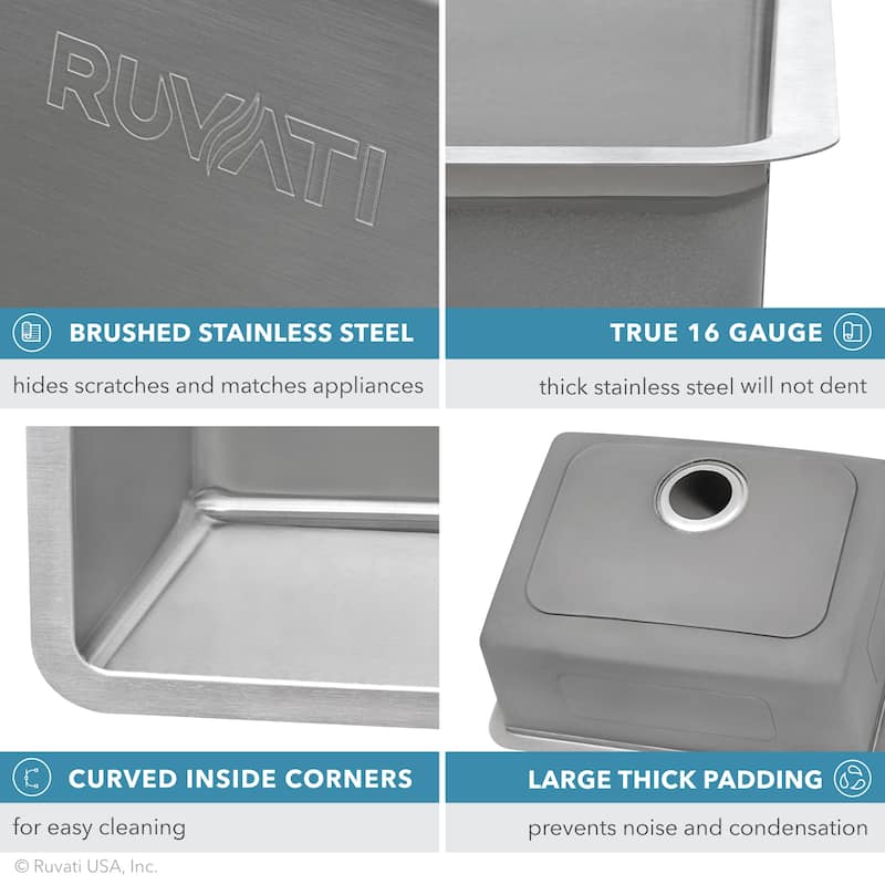 Ruvati 32-inch Undermount Kitchen Sink 70/30 Double Bowl 16 Gauge Stainless Steel - RVM5300 - 8' x 11'