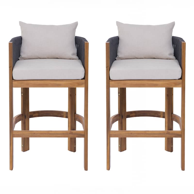 Christopher Knight Home - Martinez Outdoor Acacia Wood Barstools (Set of 2)