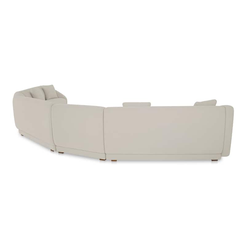 NADAAL STUDIOS Solace 5 Piece Modular Sectional, Angled Sides, Sloped Arms, Deep Foam & Fiber Cushioning, Plinth Base, White
