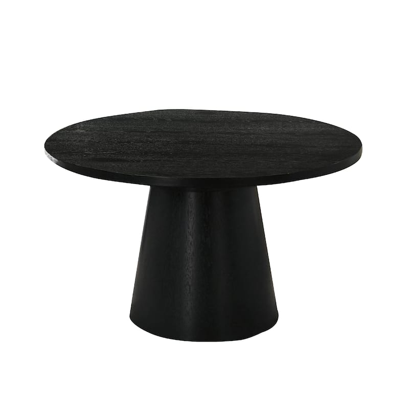 Kily Coffee Table, Cone Pedestal Base, 29 Inch Round Top in Black