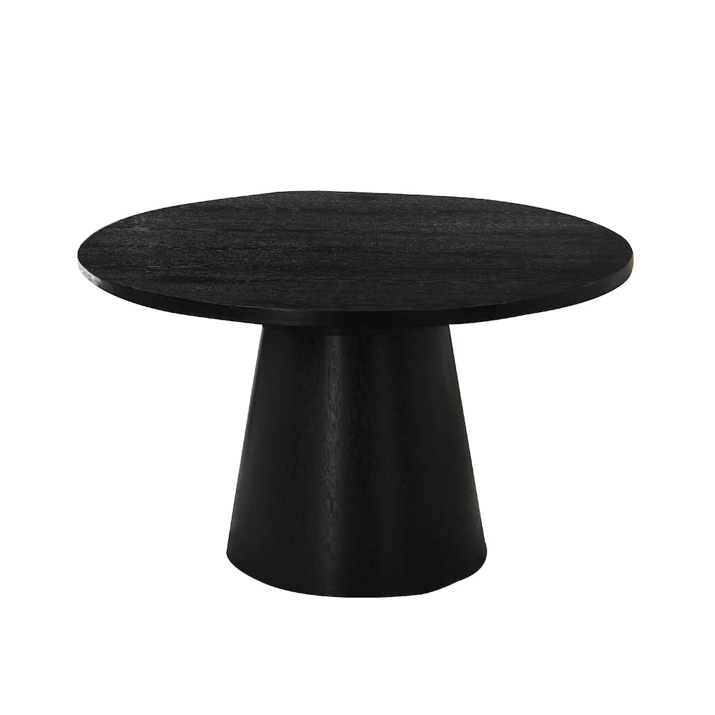 Kily Coffee Table, Cone Pedestal Base, 29 Inch Round Top in Black