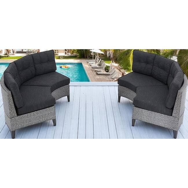 4-Piece Outdoor Patio Sectional Sofa Set with Water-Resistant Cushions - Modular Curved Seating for Backyard, Garden, or Deck