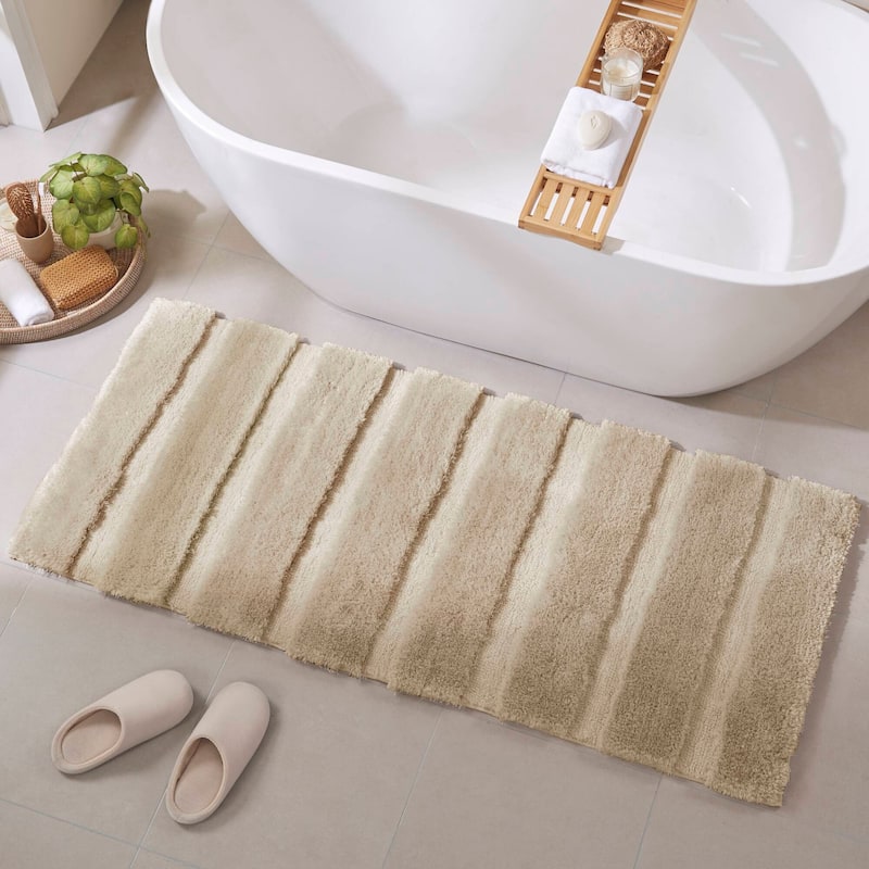 Madison Park Tufted Pearl Channel Solid Bath Rug - 24x58" - Wheat
