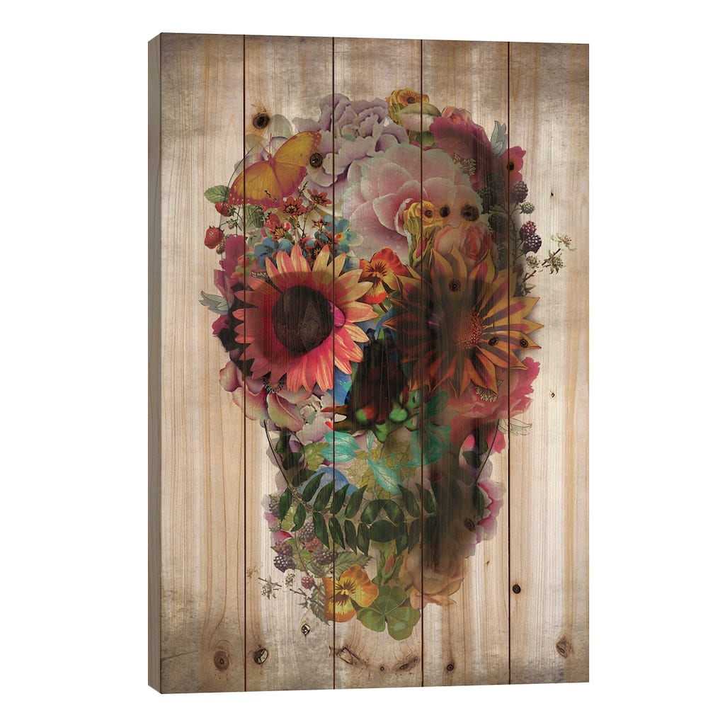 Skull 2 Print On Wood by Ali Gulec - Multi-Color