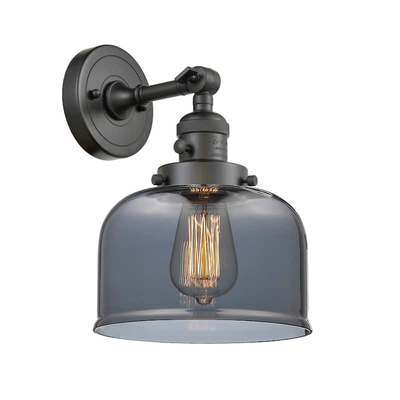 Innovations Lighting Large Bell Single Light 12" Tall Bathroom Sconce - Oil Rubbed Bronze / Plated Smoked