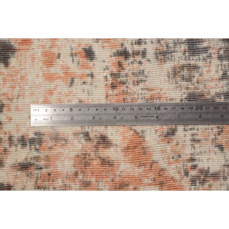 Hand Knotted Oriental Viscose Silk Carpet Modern Abstract Oranges & Rust Abstract Area Rug - 8' 0'' X 5' 8''