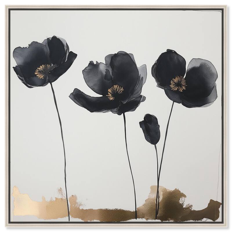 Nocturnal Flowers I Canvas by Art Remedy - Silver - 24" x 24"