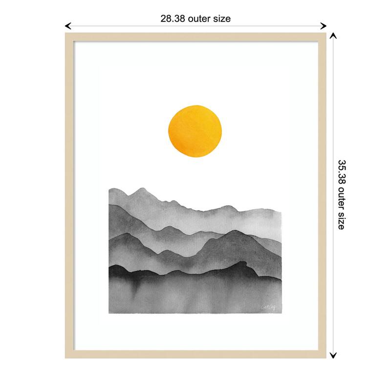 Black Yellow Mountain Range Silhouette by Cat Coq Framed Wall Art Print