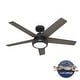 preview thumbnail 2 of 14, Hunter 52" Burroughs Ceiling Fan w/ LED Light Kit, Handheld Remote - Transitional, Industrial