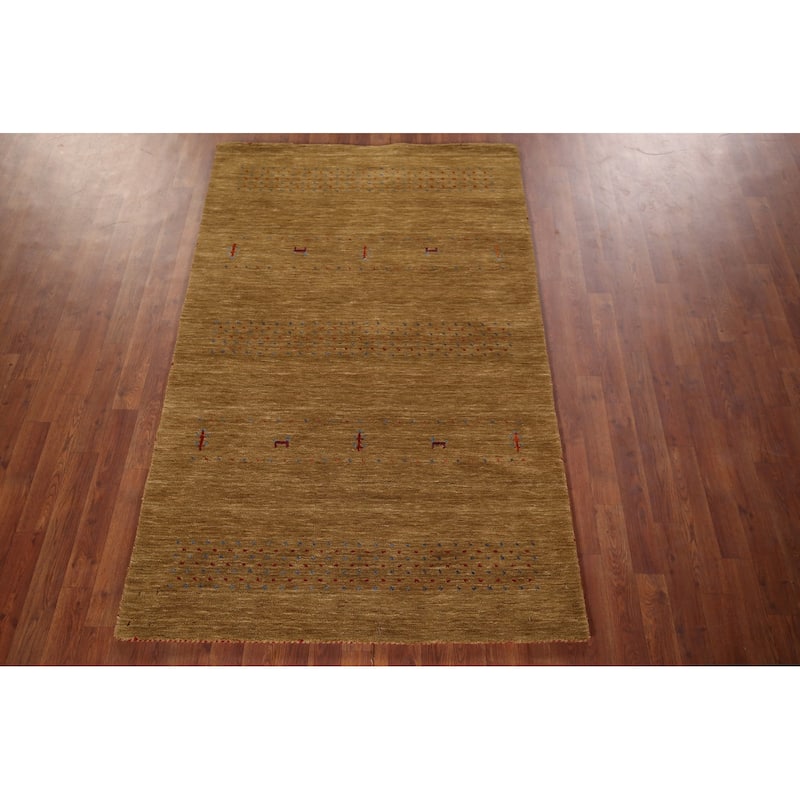 Gabbeh Oriental Accent Rug Hand-Knotted Tribal Wool Carpet - 4'0"x 6'4"