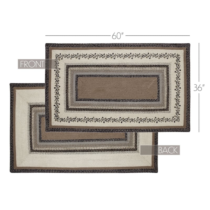 Floral Vine Jute Rug Rect w/ Pad 36x60