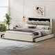 preview thumbnail 1 of 16, Upholstery Platform Bed with Storage Headboard, 2 Drawers and Trundle