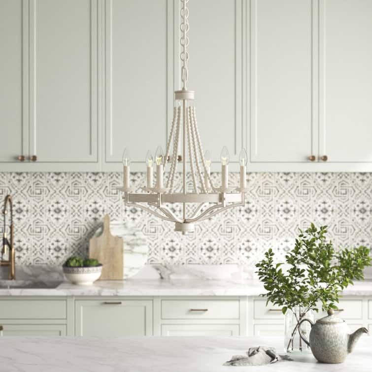Cauhu 6-light Farmhouse Coastal Beaded Chandelier for Entryway - 20'' D