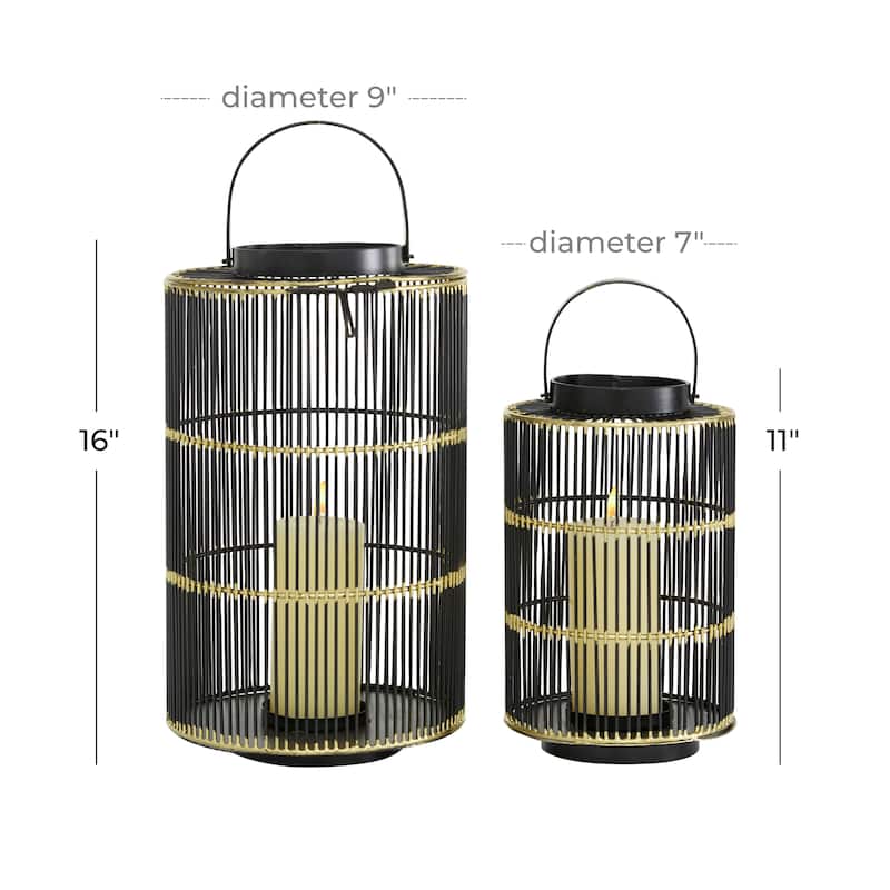 Metal Decorative Candle Lantern - Set of 2 Black - CosmoLiving by Cosmopolitan - 9"W x 9"L x 15"H
