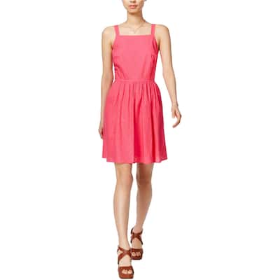 Maison Jules Womens Laser Cut Fit & Flare Dress