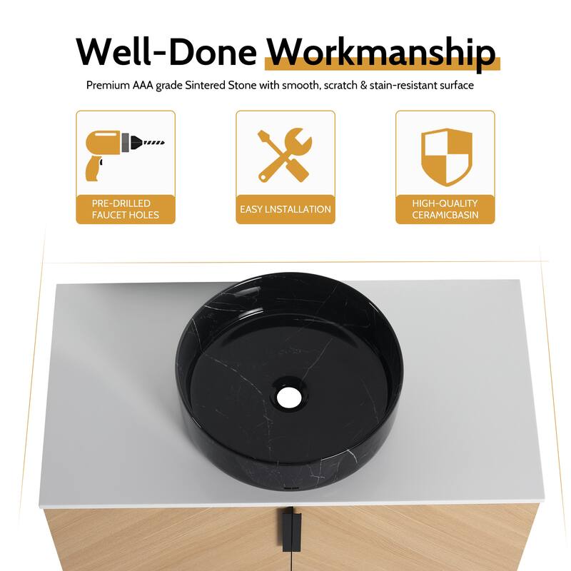 Bathroom Vanity With Sink In 30/36 Inch, Floating Bathroom Vanity With 2 Soft Close Doors