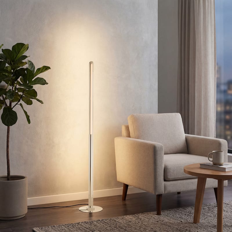 Cairo 59.5" LED Integrated Floor Lamp, Chrome by JONATHAN Y - 59.5" H x 8" W x 8" D